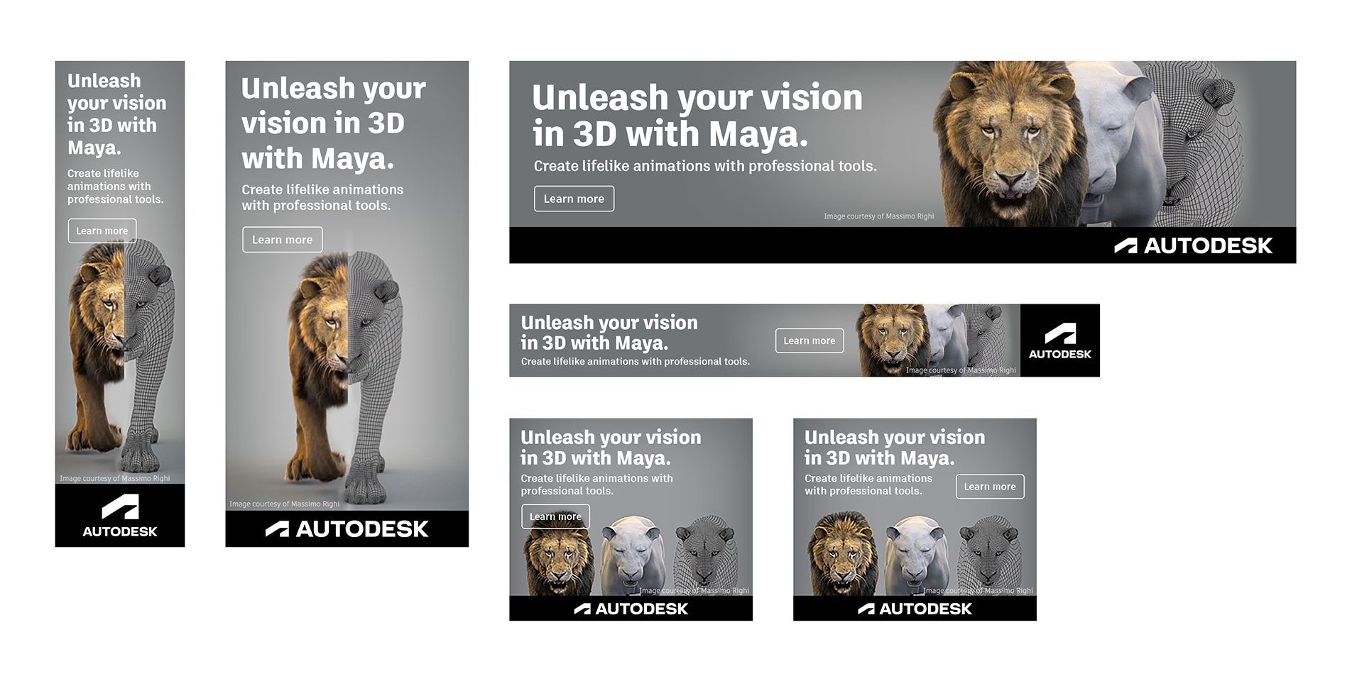 Autodesk branded examples of web banner ads