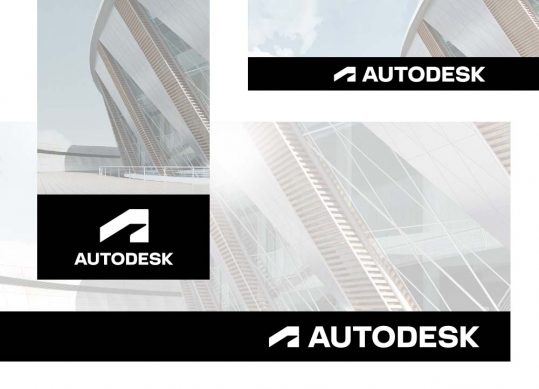 Three images showcasing the position of where the Autodesk logos should sit