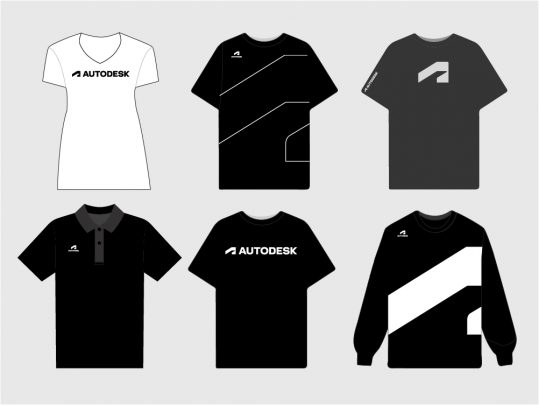 Multiple examples of Autodesk branded merchandise