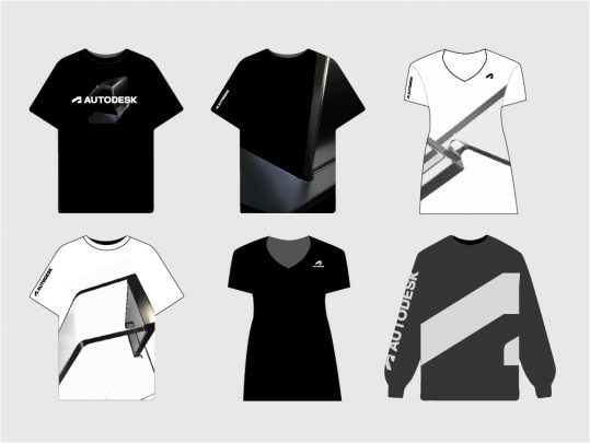 Multiple examples of Autodesk branded merchandise