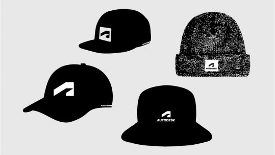 Examples of hats with Autodesk branding