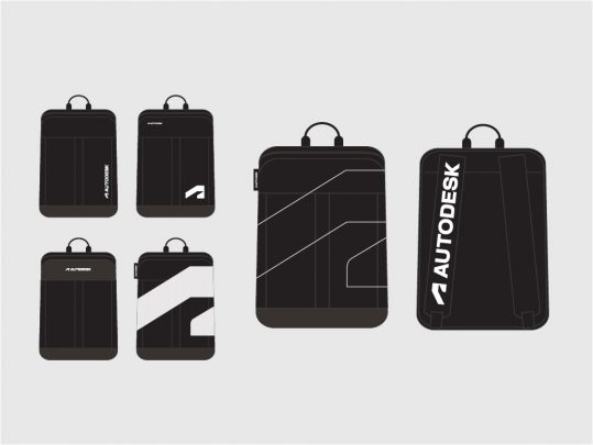 Suitcases with Autodesk branding