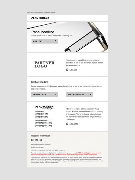 Example of an Autodesk logo is used on a branded email template