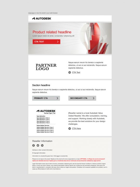 Example of Autodesk marketing email template