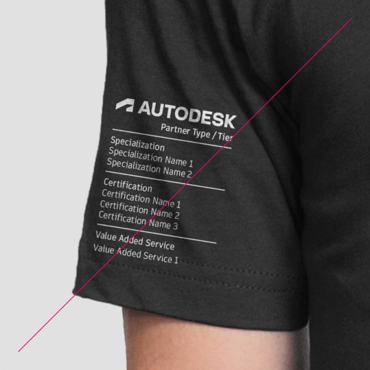 Example of the Autodesk branding shouldn't be displayed on a t-shirt