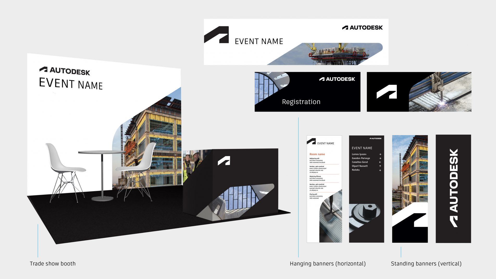 Autodesk physical booth signage examples