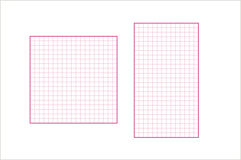 Two modular, flexible grid layouts that allow for balanced designs across a variety of aspect ratios, for social media and ads