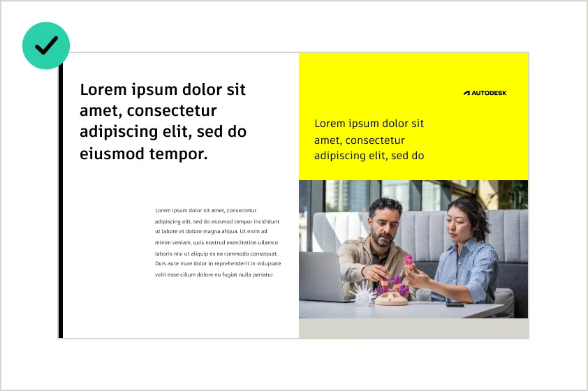 Example print layout showing use of imagery within a structured layout with clear visual hierarchy