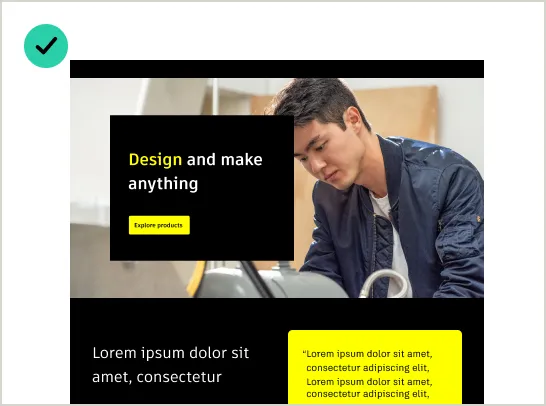 Example of selective use of rounded corners to distinguish a key area of the layout from the rest of the design