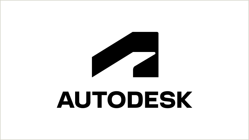 An alternate version of Autodesk's logo, shown stacked with the symbol on one line, and the wordmark on the next line