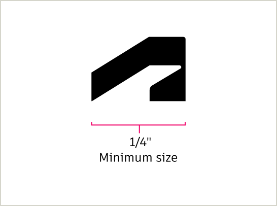 Annotated Autodesk symbol, showing a 1/4" minimum size for print
