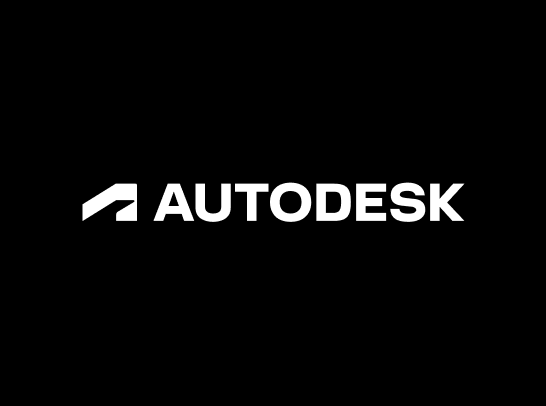 The Autodesk primary logo shown in white on a black background