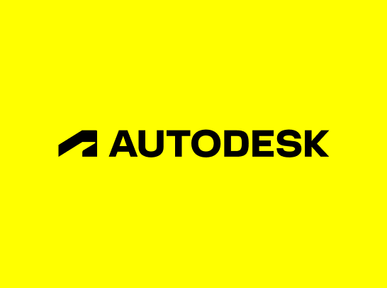 The Autodesk primary logo shown in black on a bright yellow background