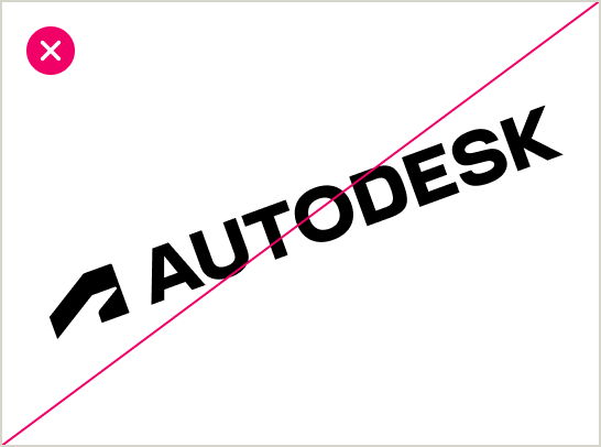 Incorrect usage of the Autodesk logo shown rotated at an angle