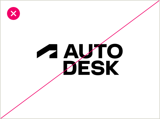 Incorrect usage of the Autodesk logo shown with the wordmark broken up into two lines