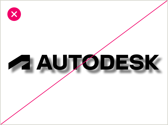 Incorrect usage of the Autodesk logo shown with a drop shadow