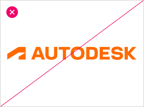 Incorrect usage of the Autodesk logo shown in a non-approved orange color