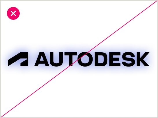 Incorrect usage of the Autodesk logo shown with an outer glow effect