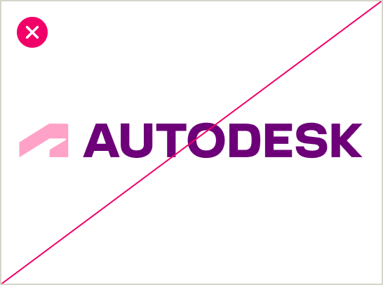 Incorrect usage of the Autodesk logo shown in multiple unapproved colors