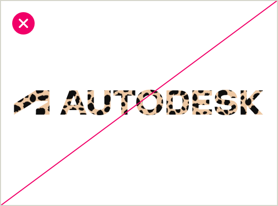 Incorrect usage of the Autodesk logo shown with a leopard print pattern
