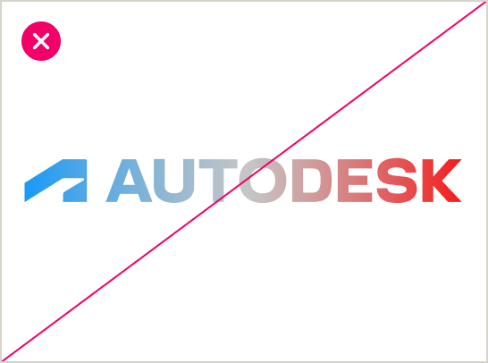 Incorrect usage of the Autodesk logo shown with a gradient fill