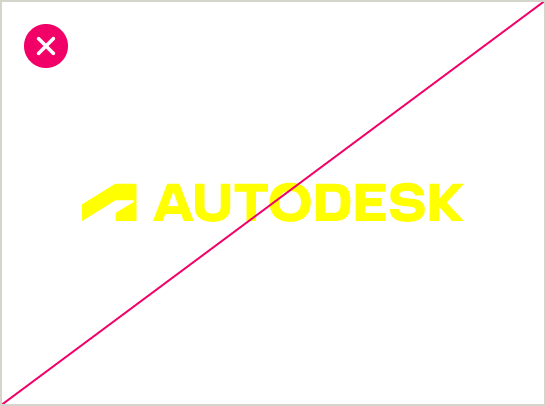 Incorrect usage of the Autodesk logo shown in Hello Yellow on a white background