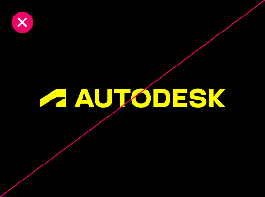Incorrect usage of the Autodesk logo shown in Hello Yellow on a black background