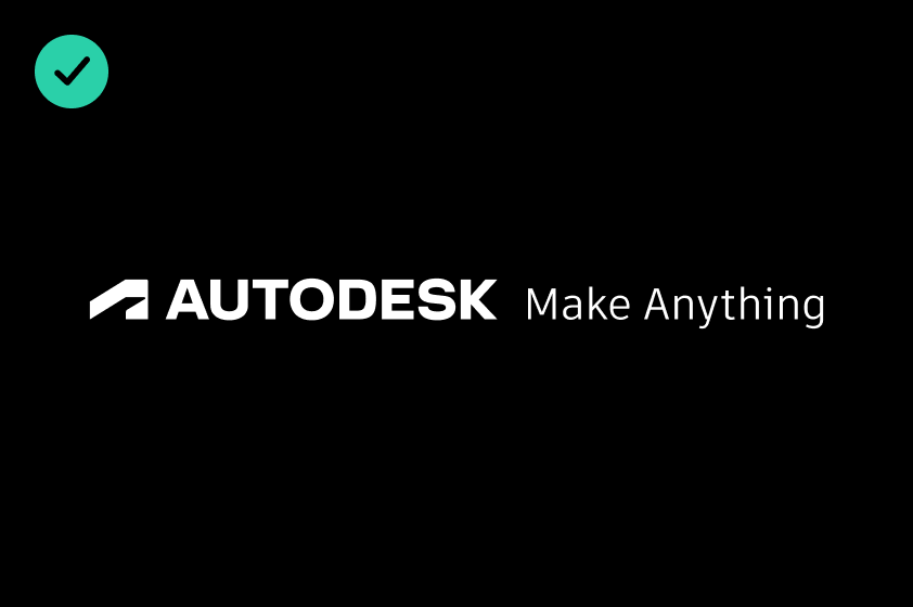 Correct usage of the Autodesk logo in white on a black background