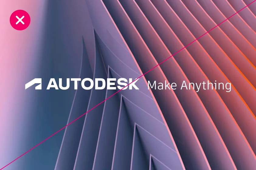 Incorrect usage of the Autodesk logo and tagline in white directly on top of a colorful textured background image