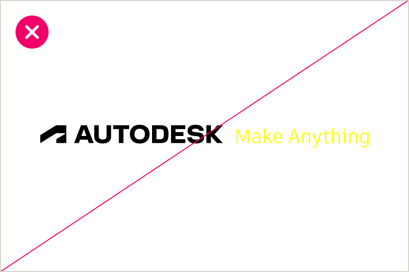 Incorrect usage of the Autodesk logo and tagline, with the tagline shown in bright yellow