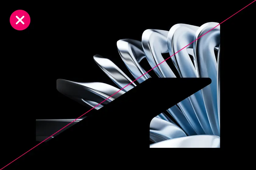 Example of incorrect usage of The Window, wherein the Autodesk symbol masks an image that blends into the symbol, making its shape hard to determine