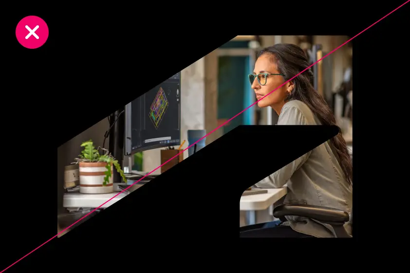 Example of incorrect usage of The Window, wherein the Autodesk symbol masks an image of a person