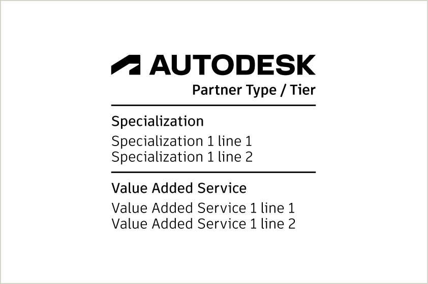 Example of Autodesk partner logo, set in Autodesk Black against a white background