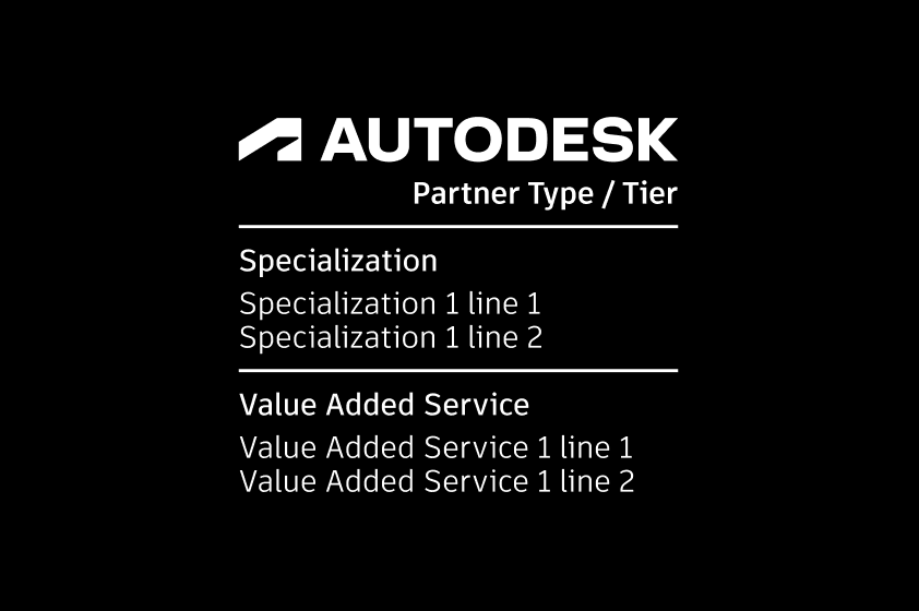 Example of Autodesk partner logo, set in Autodesk White against a black background