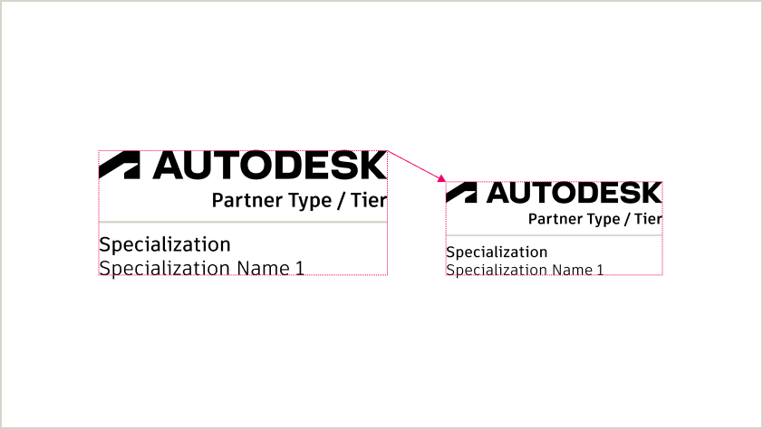 Annotated example showing correct proportional scaling of Autodesk partner logo