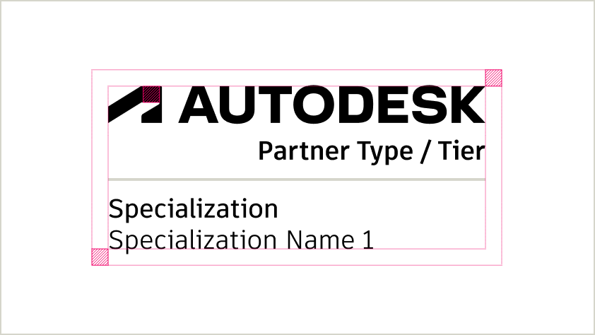 Annotated example showing clear space reserved around the Autodesk partner logo