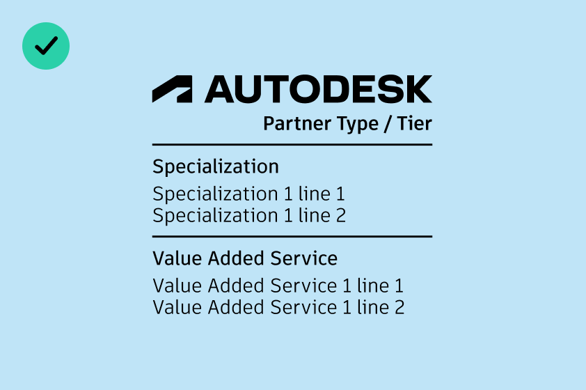 Example of correct usage of the Autodesk partner logo in black over a light blue color background