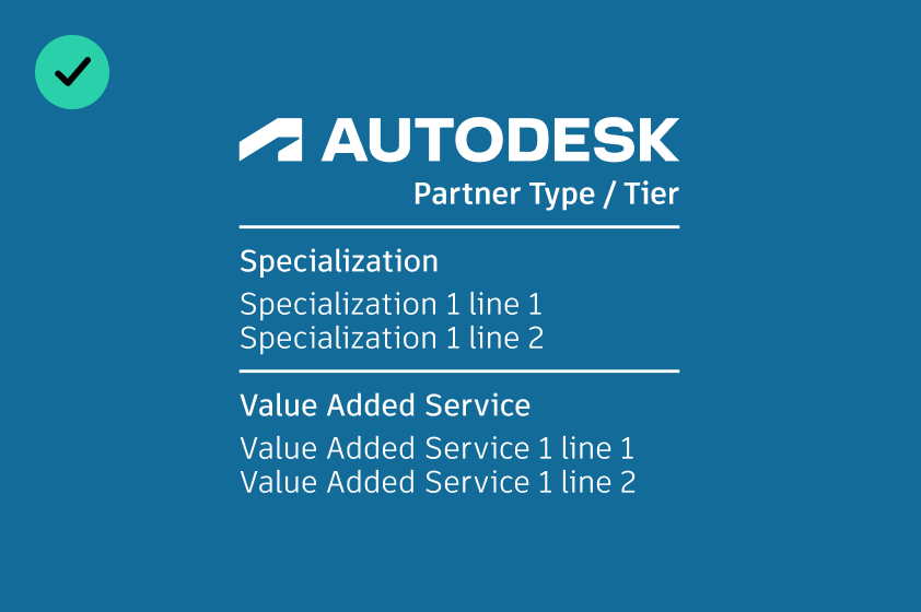 Example of correct usage of the Autodesk partner logo in white over a dark blue color background