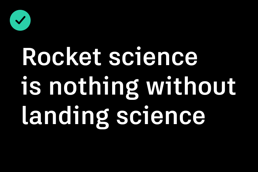 Example of a correct color usage of white text on a black background
