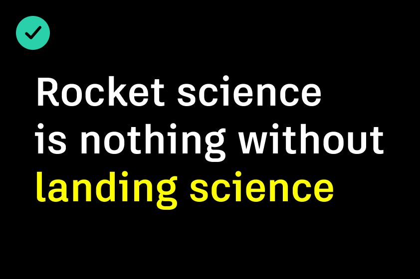 Example of a correct color usage of white text on a black background, with yellow text adding emphasis