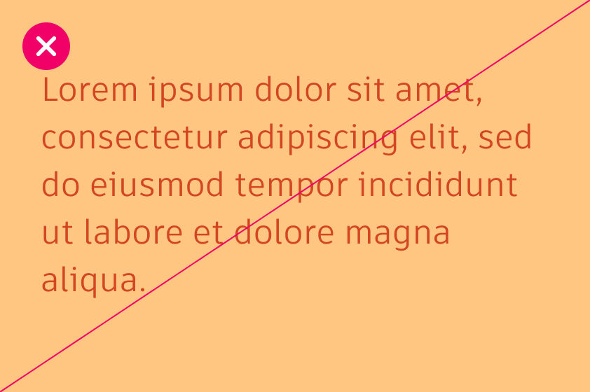 Example of incorrect usage of accent color for typography, on a background with inadequate contrast