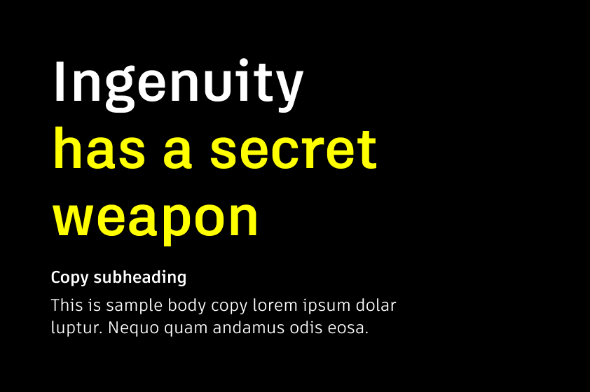 Example of a multi-line headline on a black background, using a combination of Autodesk White and Hello Yellow for the text