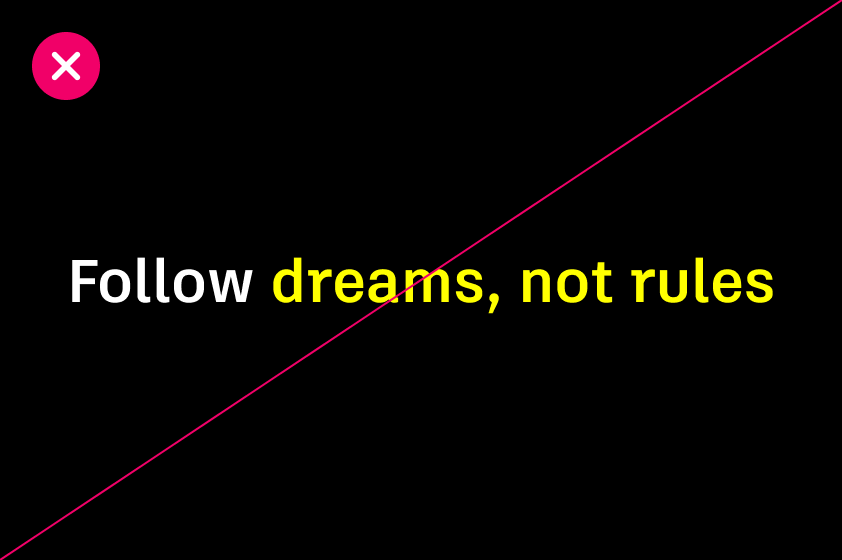 Incorrect usage of typography, wherein Hello Yellow is used to highlight words in a phrase, but it is unclear why