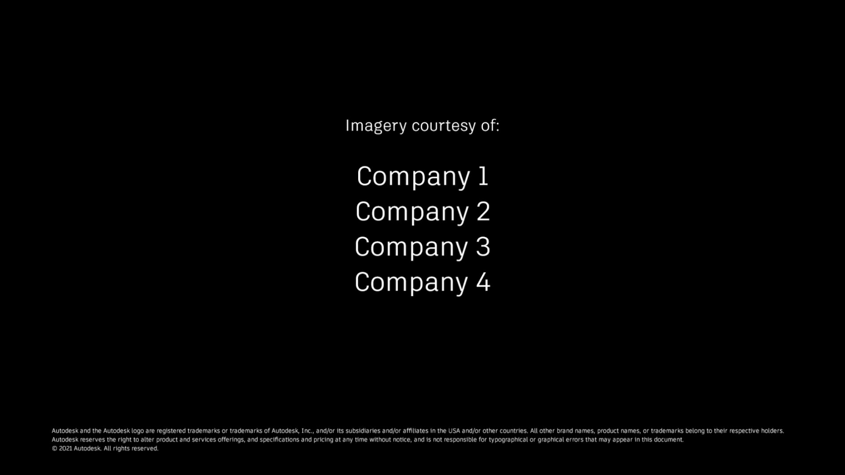 Example still showing a credits card for Autodesk videos
