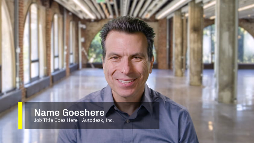 Example still from a video that shows a man speaking, with his name and job title shown in the lower third of the video