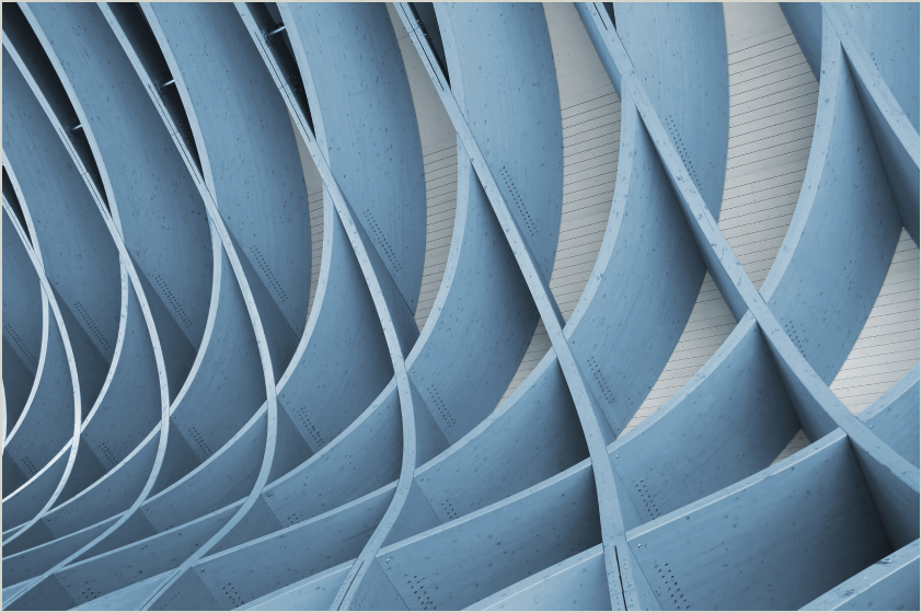 Abstract rendering that shows intersecting blue slabs in a diamond pattern.