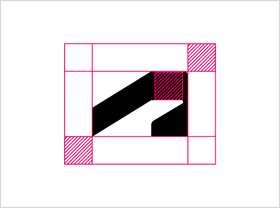The Autodesk logo (symbol and wordmark together) with clear space indicated using red grid marks around the logo.