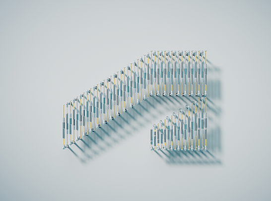 Metallic rods with glowing accents form the Autodesk logo against a light gray background.