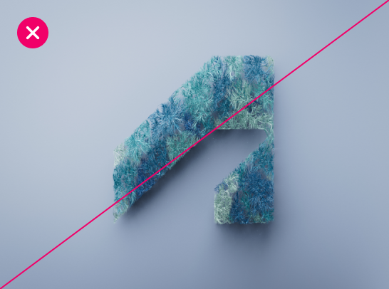 Autodesk logo made out of blue and green moss against a gray background. The logo appears distorted and squished. The image is crossed out and there is a red x in the top left corner.