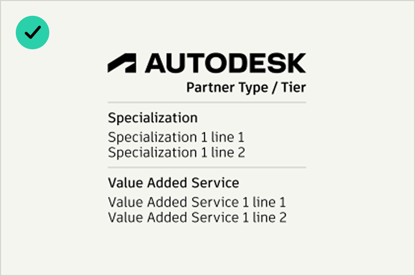 Example of correct usage of the Autodesk partner logo in black over a gray color background